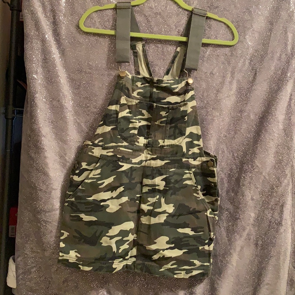 Camo green overall dress